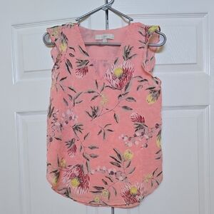NWOT LOFT Pink Ruffled Blouse